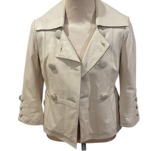 Bebe Women's Cream Double-Breasted Leather Jacket size small